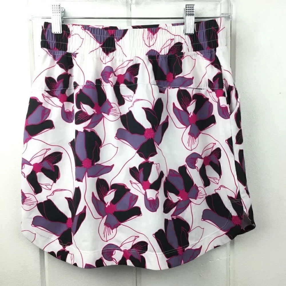 Slazenger Golf Tennis Floral Skort White w/Black, Purple, Pink Flowers, Size XS‎